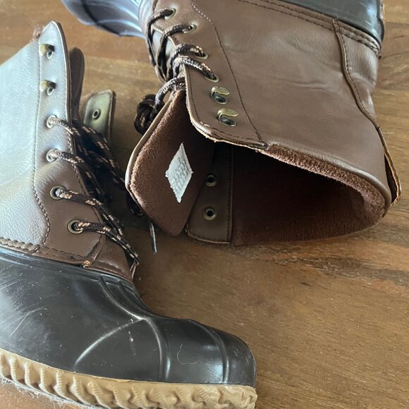 Sugar Waterproof Duck Boots Rain Wet Women's Size 6 Brown - EUC Lace Up - Picture 5 of 9
